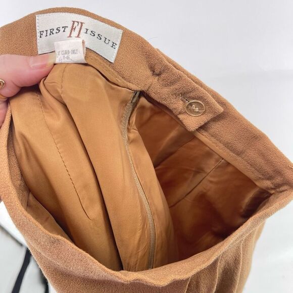 Vintage First Issue wool skirt pockets gold tan EUC small retro - Picture 6 of 11
